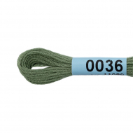 Нитки для вышивания Gamma мулине (0001-0206) 100% хлопок 24 x 8 м цв.0036 серо-зеленый