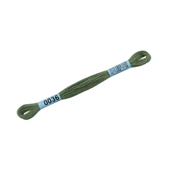 Нитки для вышивания Gamma мулине (0001-0206) 100% хлопок 24 x 8 м цв.0036 серо-зеленый