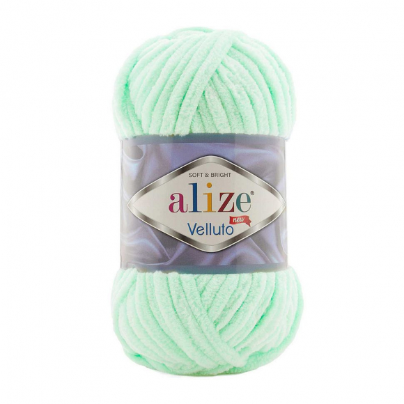 Пряжа для вязания Ализе Velluto (100% микрополиэстер) 5х100г/68м цв.464 мята