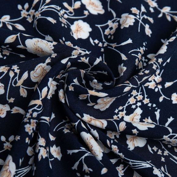 Ткань Штапель 105 г/м? 100% вискоза шир.145 см арт.Р.32240.01 цв.01 синий рул.40м