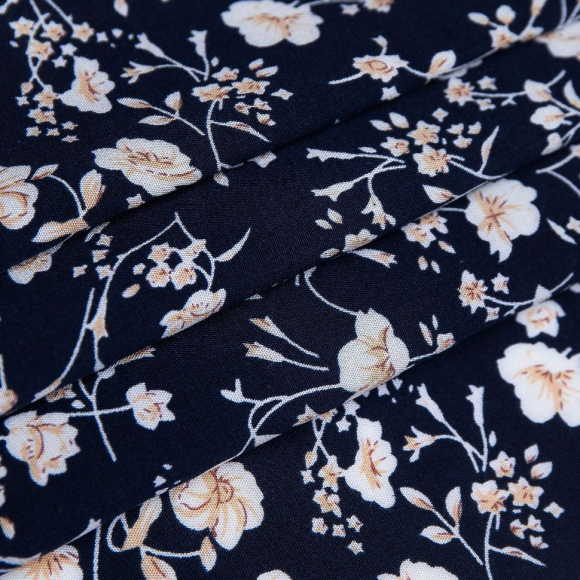 Ткань Штапель 105 г/м? 100% вискоза шир.145 см арт.Р.32240.01 цв.01 синий рул.40м