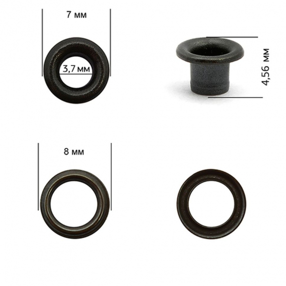Люверсы латунь New Star №1,7 (? 3,7мм, h 4,56мм) цв. оксид уп. 5000шт Люверсы латунь New Star №1,7 (? 3,7мм, h 4,56мм) цв. оксид уп. 5000шт