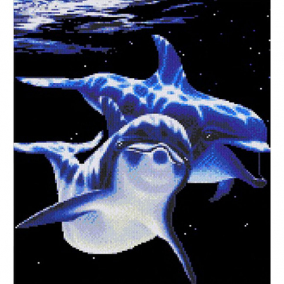 Набор для вышивания мулине НИТЕКС арт.0008 Дельфины 30х35,5 см