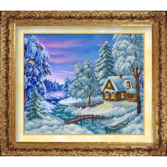 Набор для вышивания бисером РУССКАЯ ИСКУСНИЦА арт.819 КН Зимний вечер 31х26 см