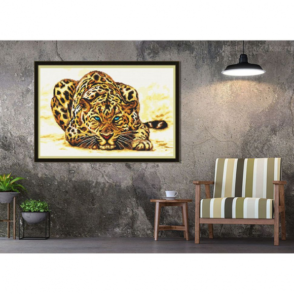 Картина стразами "Леопард с голубыми глазами" Картина стразами "Леопард с голубыми глазами"