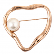 Брошь декоративная Сердце TBY.R4213.1 50х51,9мм цв. золото/белый, уп. 5шт