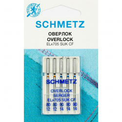 Иглы для бытовых швейных машин Schmetz джерси для плоскошовных машин, хром SUK CF ELx705 №80(2)/90(3), уп.5 игл