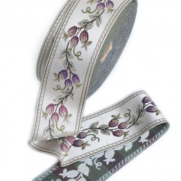 Лента отделочная жаккардовая арт.TBY.WJ6-01 шир.60 мм цв.серый уп.25м