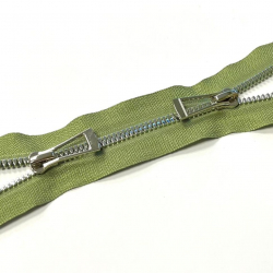 Молния трактор №5 Premium два замка 110см никель D211 зеленый чай