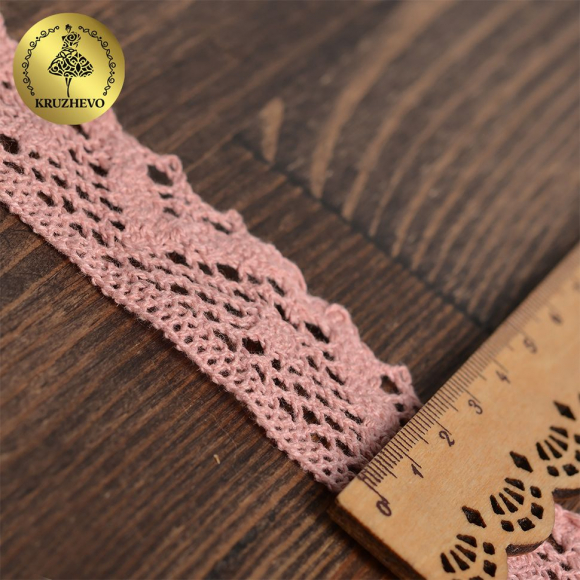 Тесьма вязаная KRUZHEVO 30мм TBY-5234 цв.32 розовый уп.10м