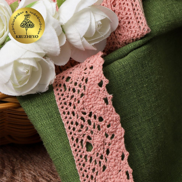 Тесьма вязаная KRUZHEVO 30мм TBY-5234 цв.32 розовый уп.10м