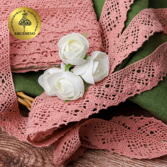 Тесьма вязаная KRUZHEVO 30мм TBY-5234 цв.32 розовый уп.10м