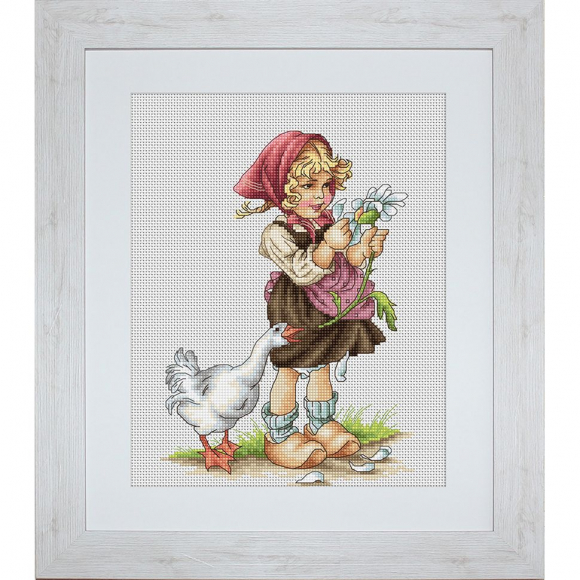 Набор для вышивания LUCA-S арт. B1047 Девочка с гусем 14,5х20 см