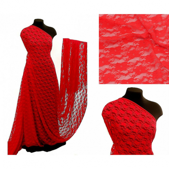 Кружевная ткань стрейч в нарезке арт.TBY.M903 шир.150см 100 г/м? цв.145 красный уп.5м