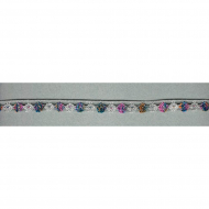 65304_Мерсеризованное хлопковое кружево, 13 мм, цвет серебристый с сиренево-розовым