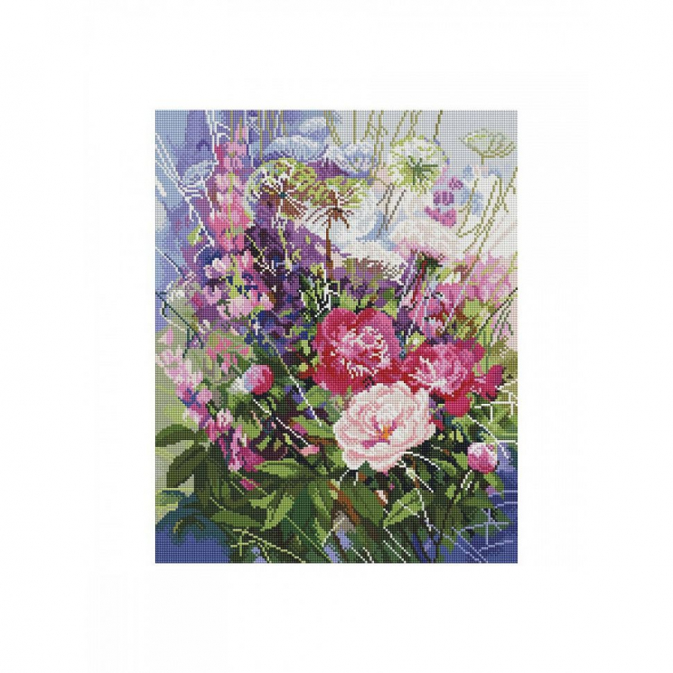 Набор Белоснежка для изготовления картин со стразами на подрамнике арт.БЛ.262-ST-S Пионы и люпины 40х50 см