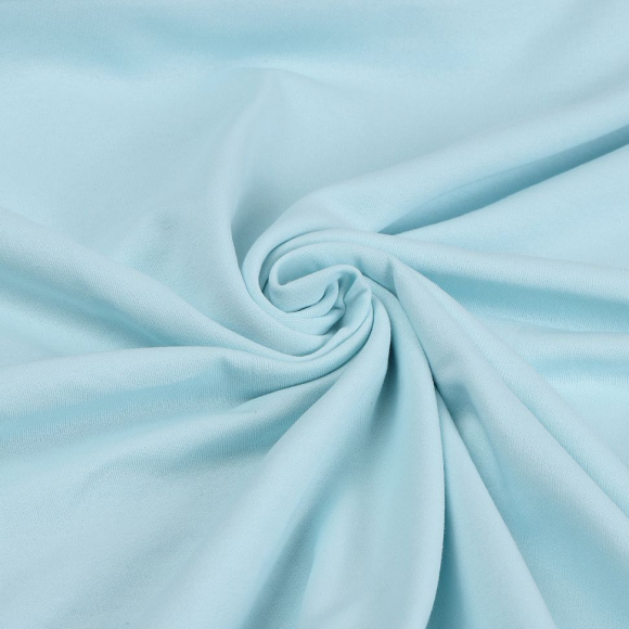 Ткань трикотаж Футер 2х нитка начес с лайкрой 190г опененд 100+100см голубой 12-4609 уп.6м