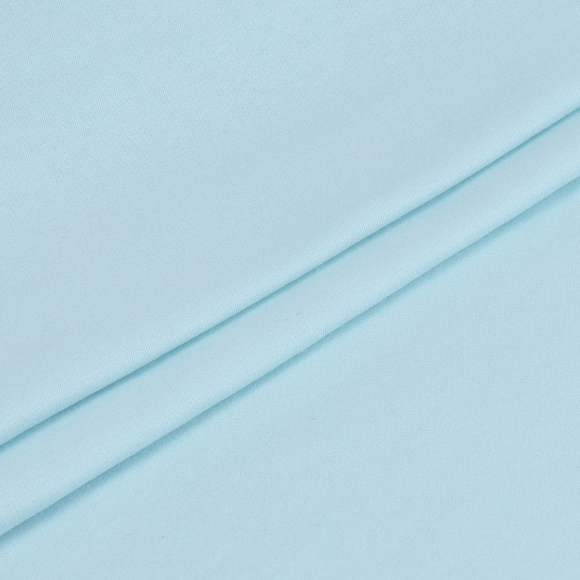Ткань трикотаж Футер 2х нитка начес с лайкрой 190г опененд 100+100см голубой 12-4609 уп.6м
