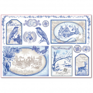 83873_Бумага рисовая "Синие открытки"