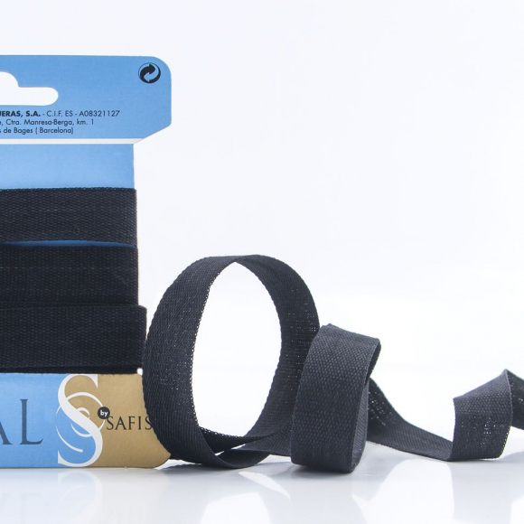 32147_Тесьма киперная хлопковая на блистере SAFISA, 14 мм, 2,5 м , цвет 01, черный