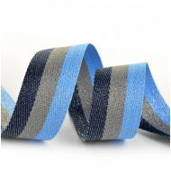 Тесьма киперная металлизированная 28мм 90424 цв.1508 темно-синий, серый, светло-голубой уп.20м