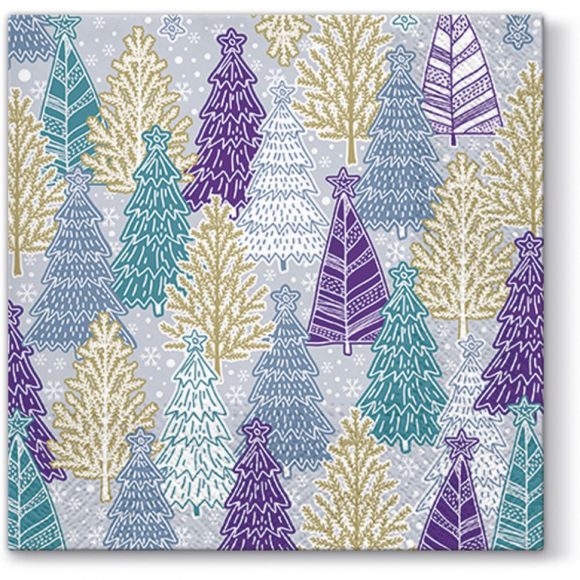 162854_Салфетки трехслойные для декупажа, коллекция "Lunch"  PAW Decor Collection "Блестящие елочки"