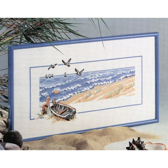 Набор для вышивания OEHLENSCHLAGER арт.11505 Лодка на пляже 23х43 см