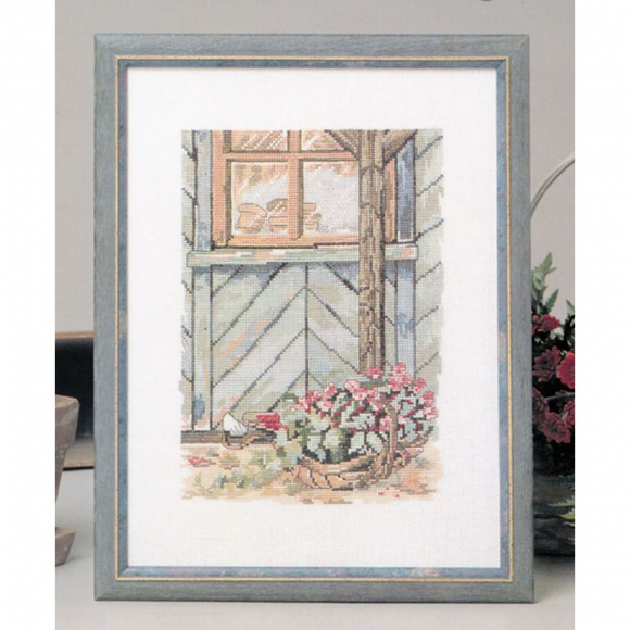 Набор для вышивания OEHLENSCHLAGER арт.84204 Окно с цветами 28х37 см