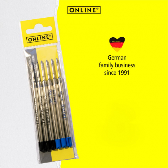 189548_Набор стержней для шариковых ручек "International King Size Refill", 9 см, 3 шт.синие, 3 шт.чёрные
