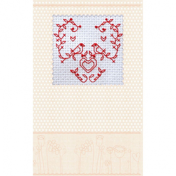 Набор-открытка для вышивания крестом АБРИС АРТ арт. AOH-009 Влюбленные птички 8х8см