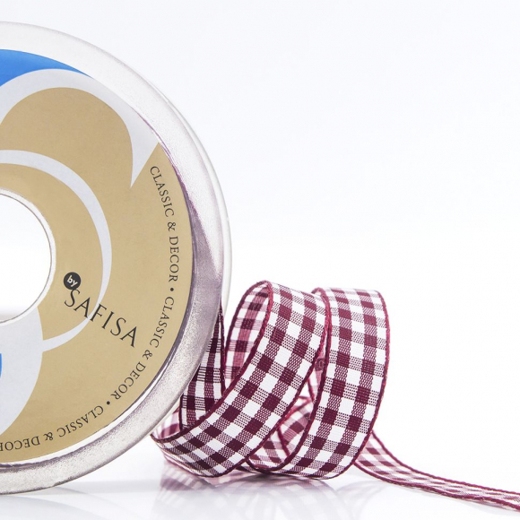 23564_Лента с рисунком клетка SAFISA, 16(18) мм, 25 м, цвет 30, бордо