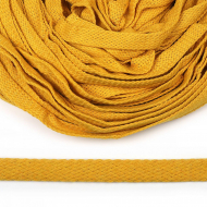 Шнур плоский х/б 15мм турецкое плетение цв.006 желтый уп.50 м
