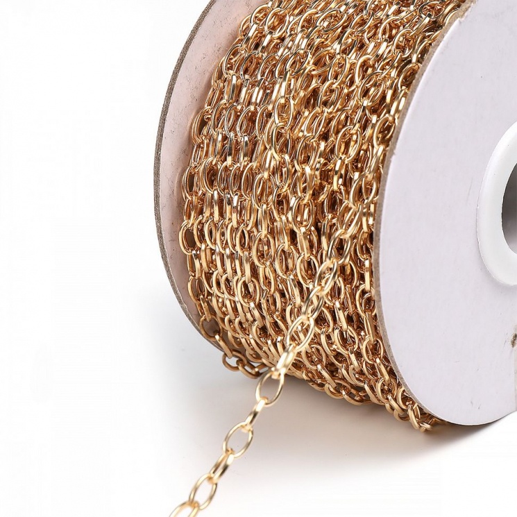 Цепочка 6,7х3,9х1мм, TBY-1950 металл цв.св золото рул.25м