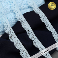 Кружево-стрейч KRUZHEVO арт.TBY.8031 шир.15мм цв.F183 голубой уп.50м