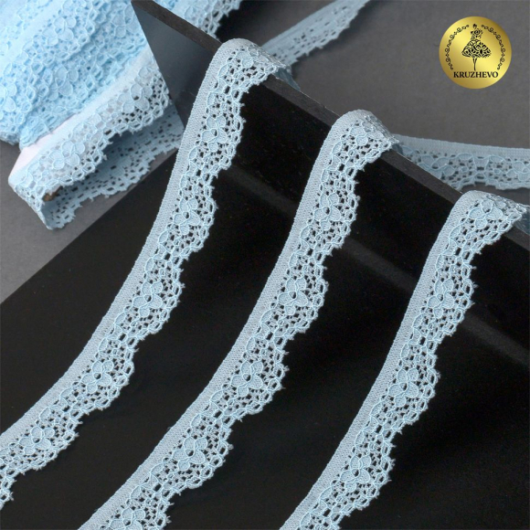 Кружево-стрейч KRUZHEVO арт.TBY.8031 шир.15мм цв.F183 голубой уп.50м