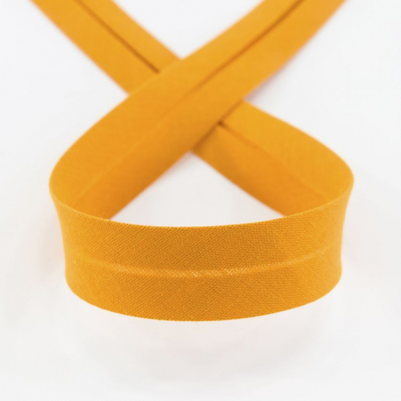 19506_Косая бейка хлопок/полиэстер 20 мм, 25 м, цвет 106, светло-горчичный