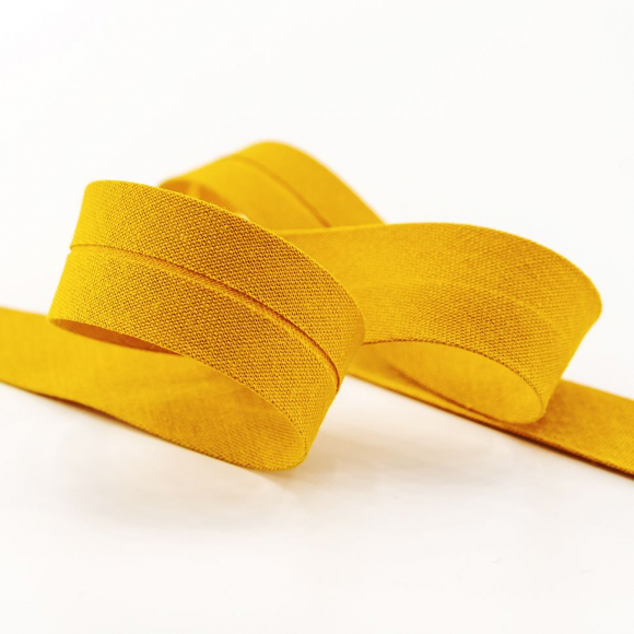 19506_Косая бейка хлопок/полиэстер 20 мм, 25 м, цвет 106, светло-горчичный