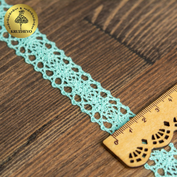 Тесьма вязаная KRUZHEVO 20мм TBY-6307-1 цв.24 мята уп.10м