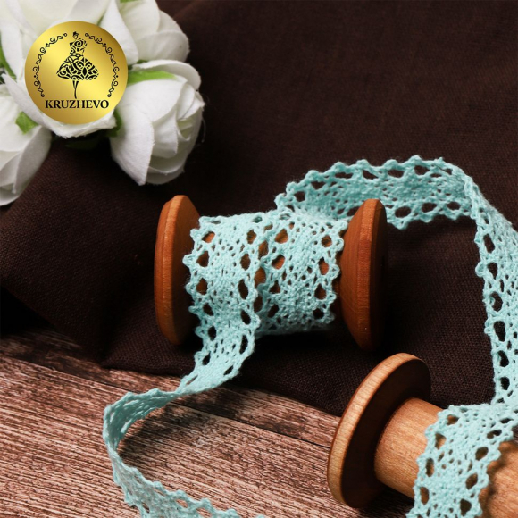 Тесьма вязаная KRUZHEVO 20мм TBY-6307-1 цв.24 мята уп.10м