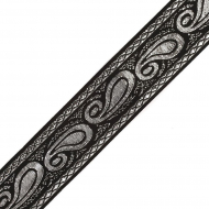Лента отделочная жаккардовая арт.40871 шир. 40мм цв.черный/серебро уп.5 м