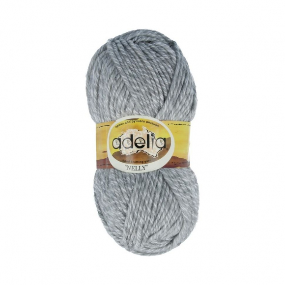 Пряжа ADELIA NELLY (70% шерсть, 30% акрил) 5х100г/100м цв.16 св.серый