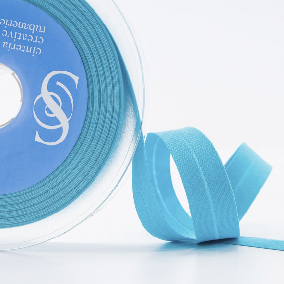 Косая бейка хлопок/полиэстер 20 мм, 25 м, цвет 138, небесно-голубой