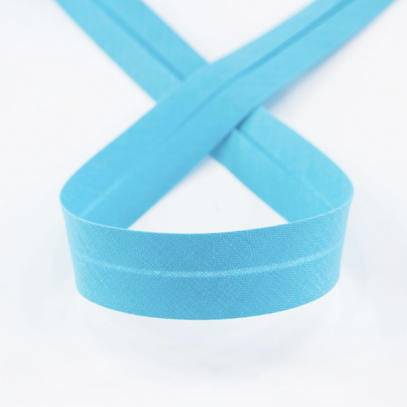 Косая бейка хлопок/полиэстер 20 мм, 25 м, цвет 138, небесно-голубой