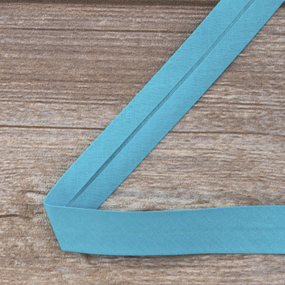 Косая бейка хлопок/полиэстер 20 мм, 25 м, цвет 138, небесно-голубой