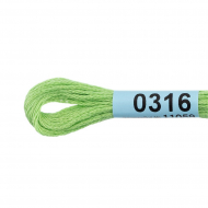 Нитки для вышивания Gamma мулине (0207-0819) 100% хлопок 24 x 8 м цв.0316 салатовый