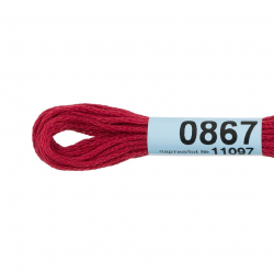 Нитки для вышивания Gamma мулине (0820-3070) 100% хлопок 24 x 8 м цв.0867 т.красный