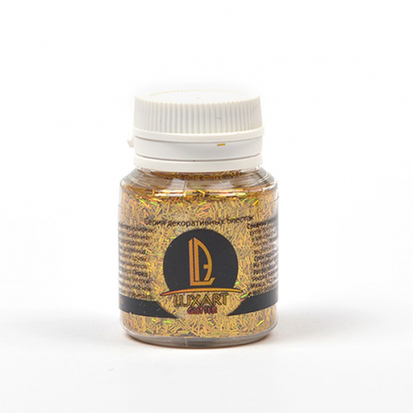 Декоративные блестки LUXART Glitter арт.STR.GL17V20 голографическое золото палочки (0,2х1,5 мм) 20 мл