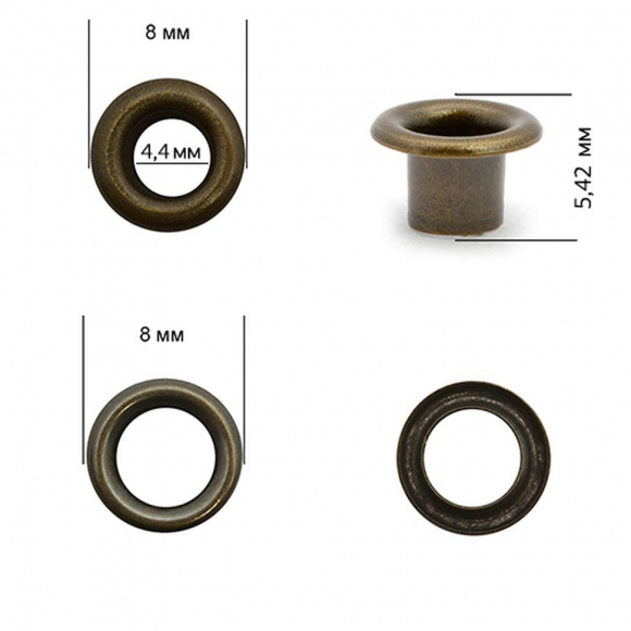 Люверсы латунь New Star №2 (? 4,4мм, h 5,42мм) цв. антик уп. 5000шт