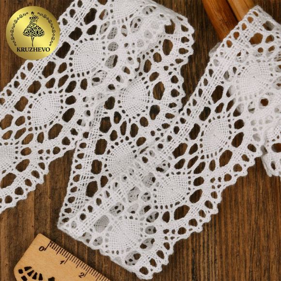 Кружево хлопковое KRUZHEVO 45мм арт.TR.1002 цв.01 белый, уп.20м Кружево хлопковое KRUZHEVO 45мм арт.TR.1002 цв.01 белый, уп.20м