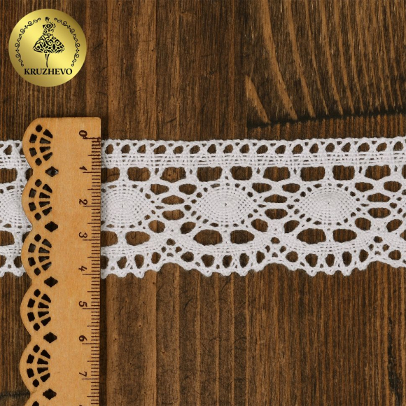 Кружево хлопковое KRUZHEVO 45мм арт.TR.1002 цв.01 белый, уп.20м Кружево хлопковое KRUZHEVO 45мм арт.TR.1002 цв.01 белый, уп.20м